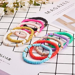10шт 10 цвета полимерная глина хейши из бисера эластичные браслеты BJEW-PH01445