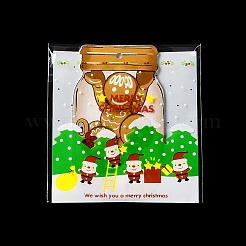 クリスマステーマのプラスチック耐熱皿バッグ  粘着式  チョコレート用  キャンディ  クッキー  正方形  ライムグリーン  130x100x0.2mm  約100個/袋&nbsp;OPP-Q004-04F