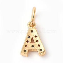 Charms in zirconi colorati con micro pavé di ottone&nbsp;ZIRC-F092-01-A