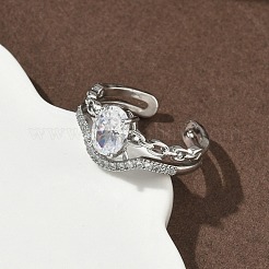 Anelli aperti con polsino in ottone micro pavé di zirconi cubici per donna&nbsp;RJEW-C163-23P