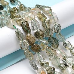 Нити бусин из натурального зеленого рутилированного кварца G-I351-B09