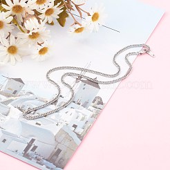 Не тускнеющие ожерелья из кубинской цепи с бриллиантовой огранкой из нержавеющей стали 304&nbsp;NJEW-JN03368-02