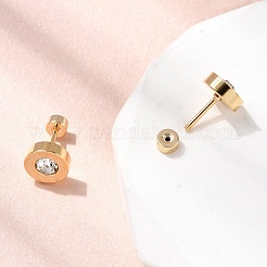 Плоские круглые серьги-гвоздики из нержавеющей стали 304 EJEW-F396-01G-02