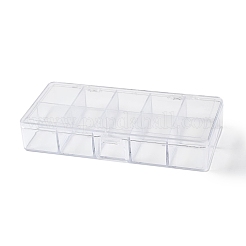 カバー付きプラスチックビーズコンテナ10グリッド  アクセサリー用  ビーズ  小物収納  長方形  透明  9.5x17.5x3.05cm&nbsp;CON-K002-03E