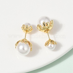 Круглые латунные серьги-гвоздики EJEW-H154-03G