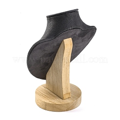 Подставки для ожерелий и сережек из микрофибры и дерева в форме бюста&nbsp;NDIS-H042-01A-02