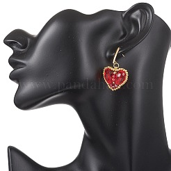 Серьги-гвоздики в форме сердца из стекла&nbsp;EJEW-MZ00675