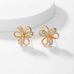 Элегантные латунные серьги-гвоздики в форме клевера ZM7919
