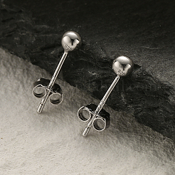 Простые серьги-гвоздики из стерлингового серебра s925 с круглыми бусинами для повседневного ношения унисекс TL9413