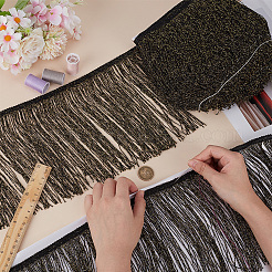 Кружевная отделка с кисточками из полиэстера SRIB-WH0011-251B-01