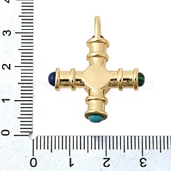 Подвески из латуни с синтетическим малахитом и бирюзой&nbsp;KK-L267-02G