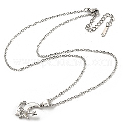 Ожерелья с подвеской в виде луны из латуни с микропаве и кубическим цирконием NJEW-R263-02B-P