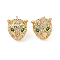 Женские серьги-гвоздики из латуни с микропаве и прозрачным кубическим цирконием&nbsp;EJEW-G402-02G