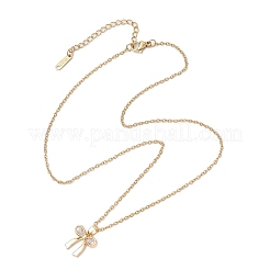 Латунный кулон-бантик с прозрачным кубическим цирконием из нержавеющей стали 304&nbsp;NJEW-JN05356