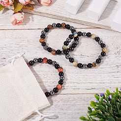 8 мм круглые бусины из натурального тигрового глаза BJEW-TA0001-20