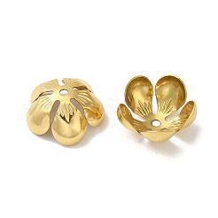 304ステンレススチールビーズキャップ  5  - 花びらの花  ゴールドカラー  13.5x6mm  穴：1.2mm&nbsp;STAS-P363-04B-G