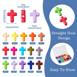 225шт 15 цвета непрозрачные акриловые бусины&nbsp;SACR-TA0001-12