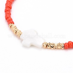 Cruz con pulseras de cuentas de mal de ojo&nbsp;BJEW-JB06289-03