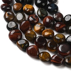 Трехцветные нити бусин из натурального тигрового глаза&nbsp;G-C268-A04-8x10mm