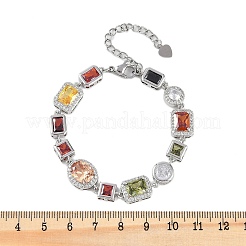 Латунные браслеты с микропаве из прозрачных кубических цирконий для женщин&nbsp;BJEW-M047-04P