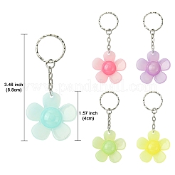 花の樹脂キーホルダー  鉄のリング付き  ピンク  8.8cm&nbsp;KEYC-YW00152-01
