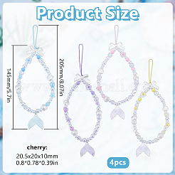 4 шт. 4-х цветные резиновые ремешки для мобильных телефонов&nbsp;HJEW-HY0001-22