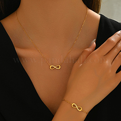 Браслеты и ожерелья из нержавеющей стали со стразами в виде бесконечности для женщин FF0188