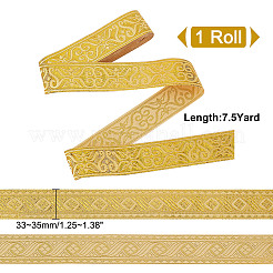 Жаккардовая цветочная лента из полиэстера длиной 7.5 ярд.&nbsp;OCOR-WH0088-84C