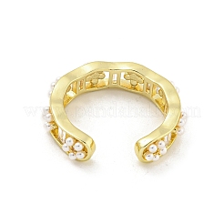 Женские кольца-манжеты из латуни с микро-паве и цветком циркония&nbsp;RJEW-Z039-07G