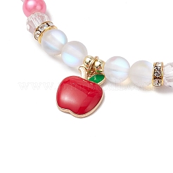 5шт 5 цвета синтетические лунные камни бусины эластичные браслеты для женщин&nbsp;BJEW-JB11594