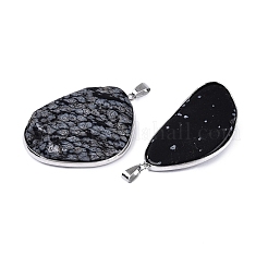 Natur Schneeflocken-Obsidian Anhänger&nbsp;G-N362-04P-01