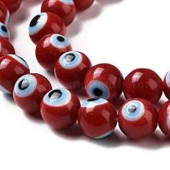 Handgefertigte Murano bösen Blick runde Perle Stränge&nbsp;LAMP-L055-8mm-20