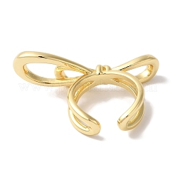 Латунные открытые манжеты с бантом для женщин RJEW-C098-16G