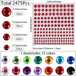 15 шт. плоская круглая акриловая наклейка со стразами DIY-SP0004-42