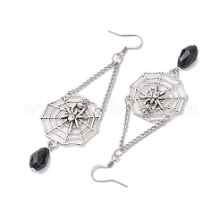 Серьги с подвесками из сплава в виде паука на тему Хэллоуина EJEW-JE06073