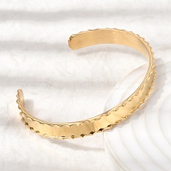 Браслеты-манжеты из нержавеющей стали 304 с зубчатым краем для женщин&nbsp;BJEW-D408-11G