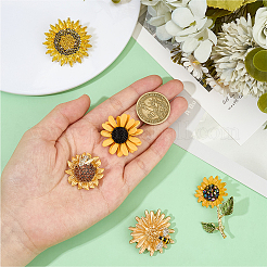 5 шт. 5 стиля значков для лацканов со стразами из сплава подсолнечника для одежды рюкзака&nbsp;JEWB-OC0001-05