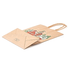 Рождественские тематические пакеты из крафт-бумаги с ручками&nbsp;ABAG-M008-08F