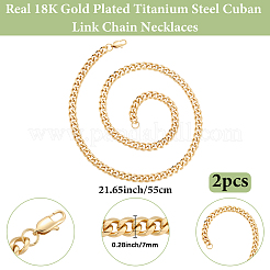 2 шт. 7 мм кубинские звенья из нержавеющей стали ожерелья для женщин и мужчин&nbsp;NJEW-BBC0001-39A