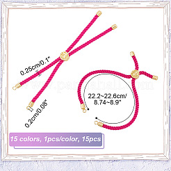 15шт 15-х цветные витые нейлоновые шнуры серебряные браслеты&nbsp;MAK-UN0001-57