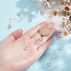 2 шт. 2-х цветные латунные удлинители цепей с микропаве из кубического циркония&nbsp;KK-WR0001-55