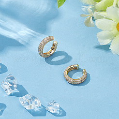 C-образные латунные серьги-каффы с микропаве из кубического циркония&nbsp;LS-EJEW-WH0519-27B