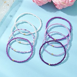 8шт. стеклянные бусины эластичные браслеты для женщин&nbsp;BJEW-MZ00270