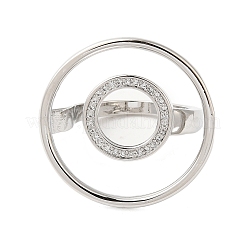 Кольцо латунный микропаве прозрачный кубический цирконий открытые манжеты кольца для женщин&nbsp;RJEW-A046-15P