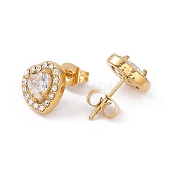 Серьги-гвоздики с кубическим цирконием и стразами EJEW-A080-03G