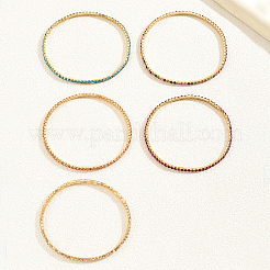 本物の18Kゴールドメッキ鉄バングル  キュービックジルコニアバングル  ミックスカラー  内径：2~2-3/4インチ（5~7cm）&nbsp;OU8968