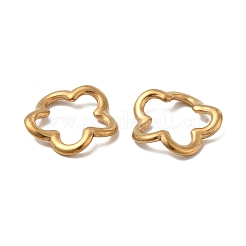 304ステンレススチールリンクリング  ねじれた花  ゴールドカラー  15x15x3mm  内径：9.5x11.5mm&nbsp;STAS-F283-04G