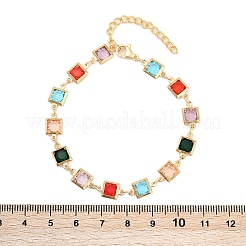 Браслеты из нержавеющей стали 304 с квадратными звеньями для женщин BJEW-S157-09G