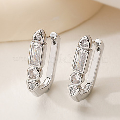 Латунные серьги-кольца из прозрачного кубического циркония&nbsp;WGE931E-02