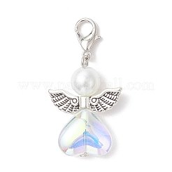 Подвеска в форме сердца ангела из стекла и стеклянного жемчуга&nbsp;HJEW-JM03593